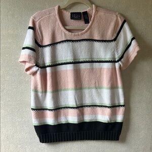 Crazy Horse sweater. Short sleeves. Stripes. Size L.